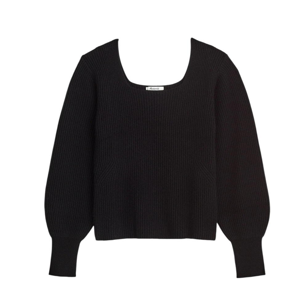 NWOT Madewell SoftWool Square-Neck Pullover Sweater in Velvet Black